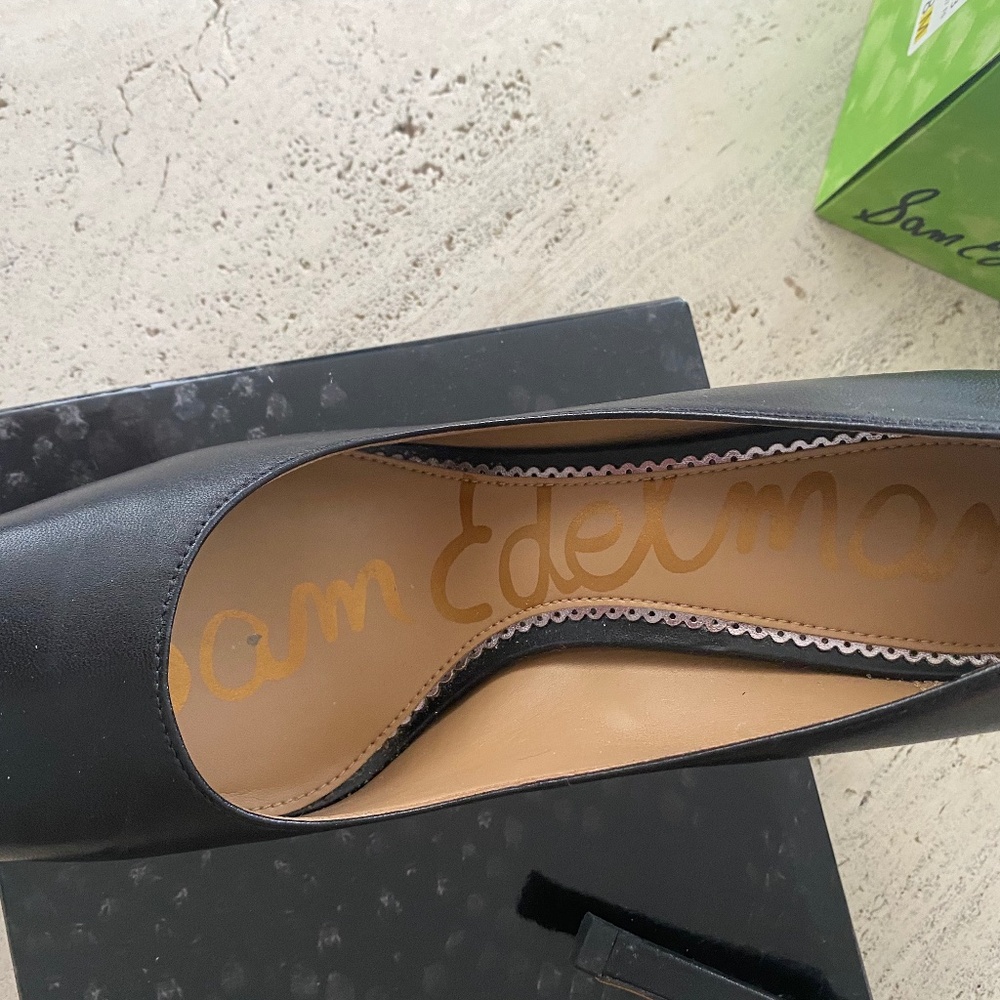 Sam Edelman Beth Black Leather 3.75" Heels 8M Only worn once - Picture 5 of 7